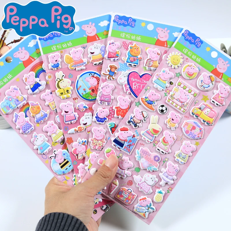 

Kawaii Свинка Пеппа 3d наклейки аниме мультфильм детский сад аксессуар детское образование декоративные наклейки ручной работы подарок