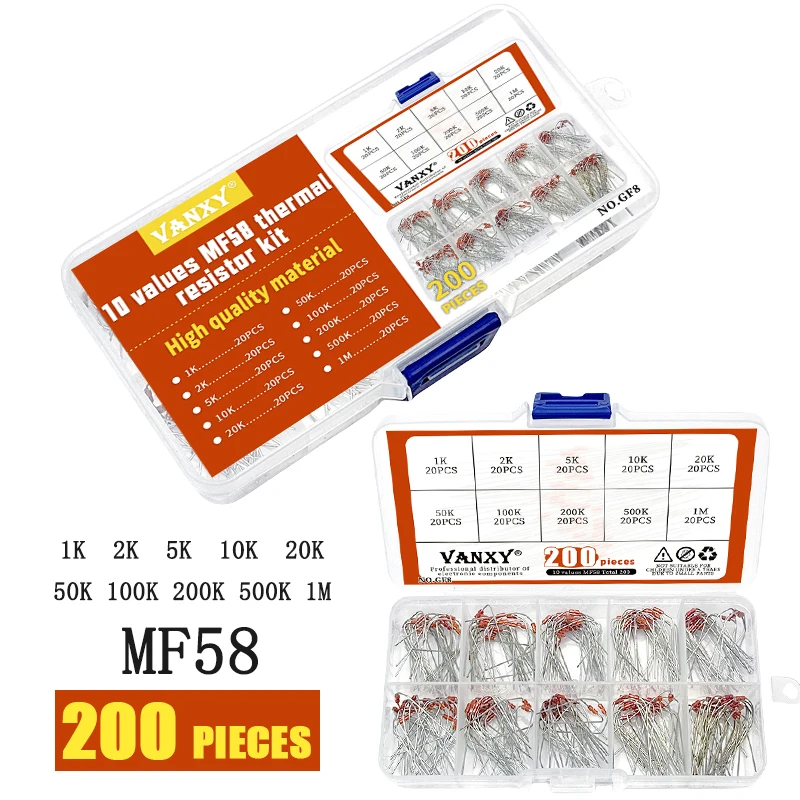20pcs Thermal Resistor NTC MF58 3950 5% B 2K 5K 10K 20K 50K 100K 200K 500K 1K 1M ohm