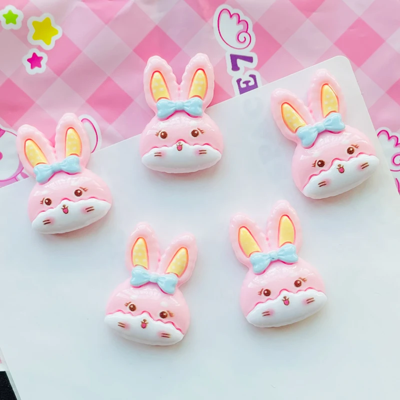 10 Pcs New 27*20mm Cute Mini Cartoon Animal Little Rabbit Resin Scrapbook Diy Jewelry Wedding Hairpin Decorate Accessories