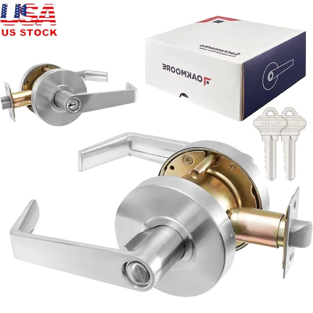 

Heavy Duty Commercial Door Handle Lock Keyed Entry Lever Grade 2 Security Knob Offices Schools Warehouses High Traffic Areas