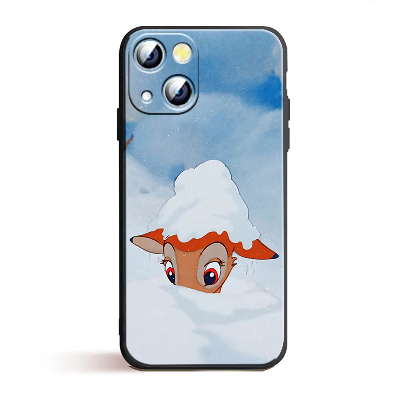 Disney Bambi Hert Mooie Apple Iphone Hoesje Voor 15 14 13 12 11 Mini Xs Xr X 6S 6 Pro Max Plus Zwarte Zachte Hoes