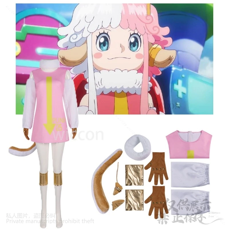 Egghead Island Dr. Vegapunk numero 05 Clone Cosplay Anime Costume Pink Dress Tail donna Lovely Kawaii Christmas Halloween Suit