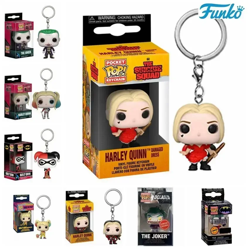 FUNKO Pop DC Suicide Squad The Joker Harley Quinn Pocket Pop Keychain Vinyl Action Figure Collection Model Toys For Children