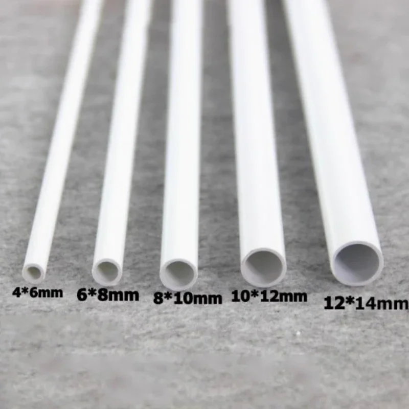 2/4/6 Stück weiße, harte PVC-Rohre, 500 mm Länge, Außendurchmesser 5–24 mm, Wandstärke 1–1,5 mm, kleine Wasserleitungen. – Detail 2
