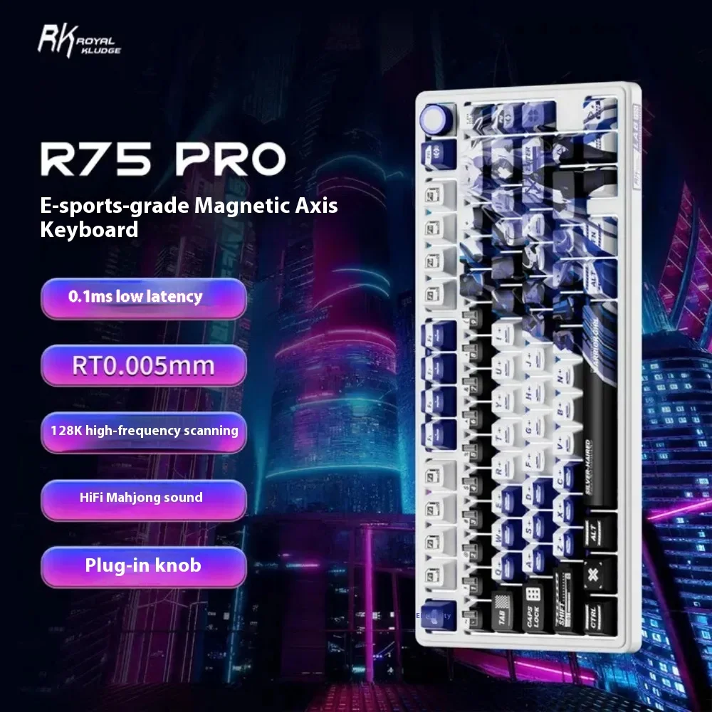 

Rk R75pro Magnetic Switch Mechanical Keyboard Single Mode Wired 0.1ms Low Delay RT0.005mm Hot Swap With Knob Gaming Keyboard PC
