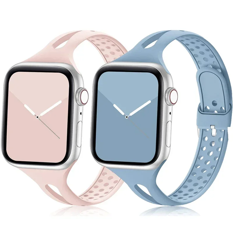 Woman Slim Strap For Apple Watch 40mm 41mm 38mm Band 45mm 42 44mm Silicone Smartwatch Bracelet iWatch 3 4 5 SE 6 7 8 Ultra 49mm