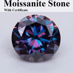 Moissanite Stone Round Cut Imperial Purple Color Synthetic Lab Created Diamond For Jewelry Making Materials With Certificate