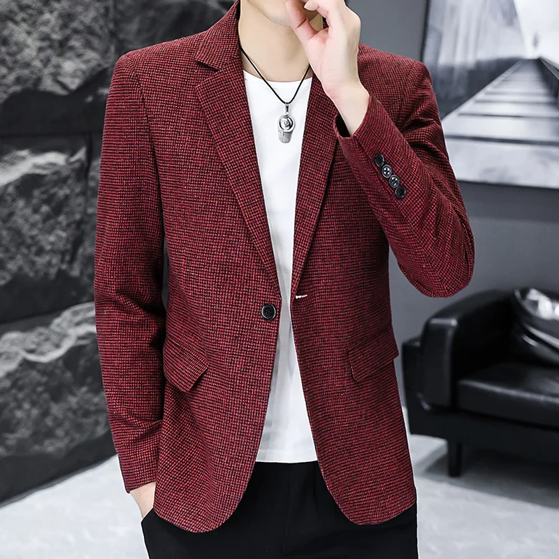 

2024 Spring Men's Blazer Korean Fashion Slim Fit Suit Jackets Casual Business Blazer Elegant Man Suit Coat Men Clothing