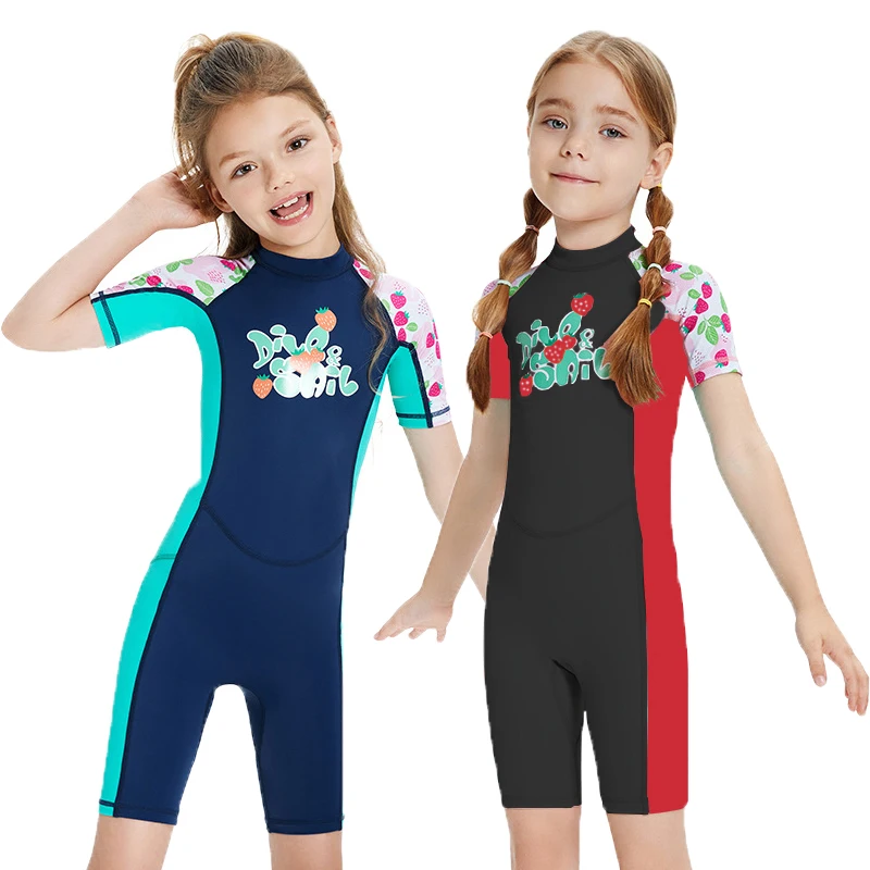 New UV Protective Long Sleeve Children Girl Swimsuits Kids Swimwear for 4-14 Years