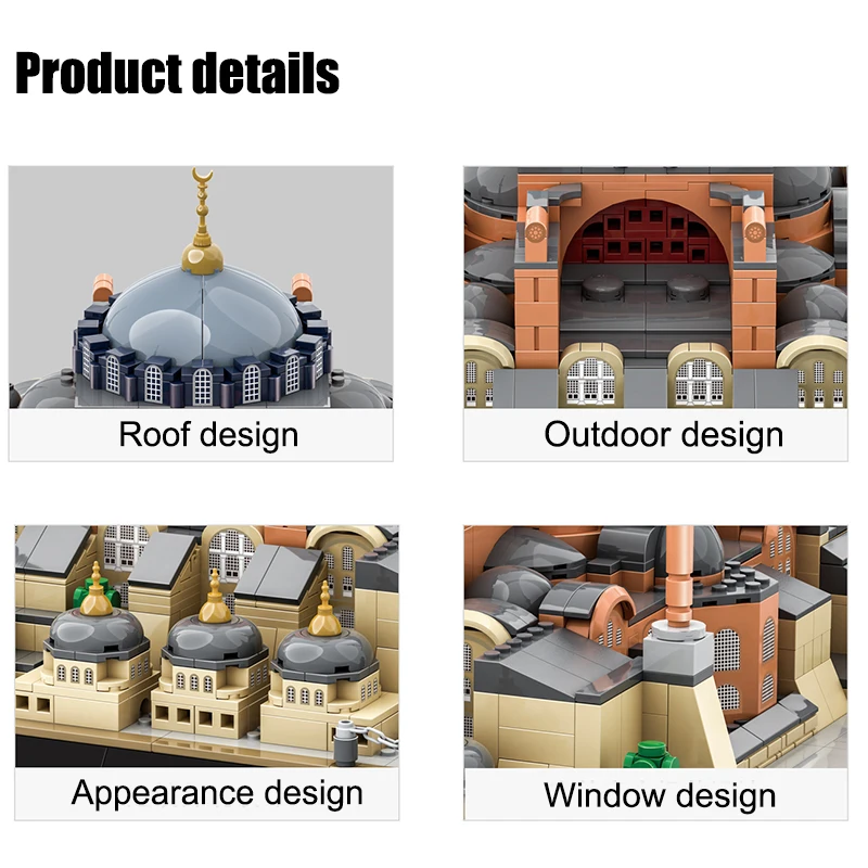 1436Pcs Istanbul, Turkey Hagia Sophia Building Blocks Kit Historic Dome Monument Model bricks Sets Decoration Toys Kids Gifts