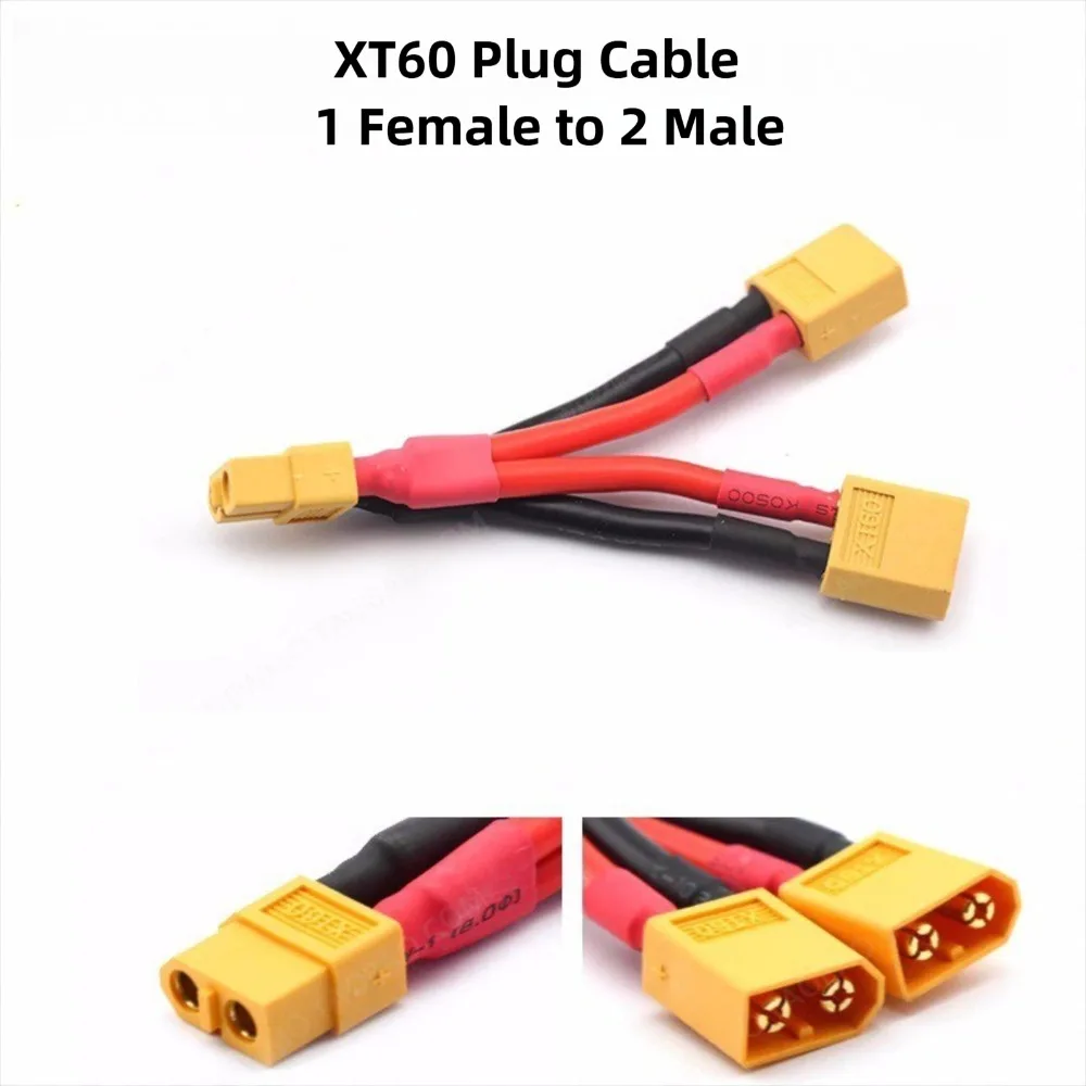 ใหม่ XT60 แบตเตอรี่ขนาน 14 AWG 10 ซม.แบตเตอรี่ขยายสายไฟชายหญิงปลั๊กเชื่อมต่อสําหรับ RC แบตเตอรี่มอเตอร์