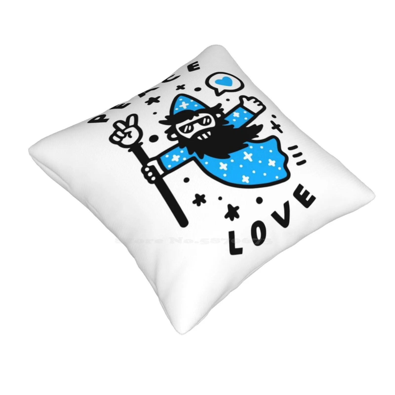 Coolest Wizard Bedroom Office Hug Pillowcase Hippie Cool Cute Magical Stars Peace Out Peace And Love Blue White Black Fly Sky