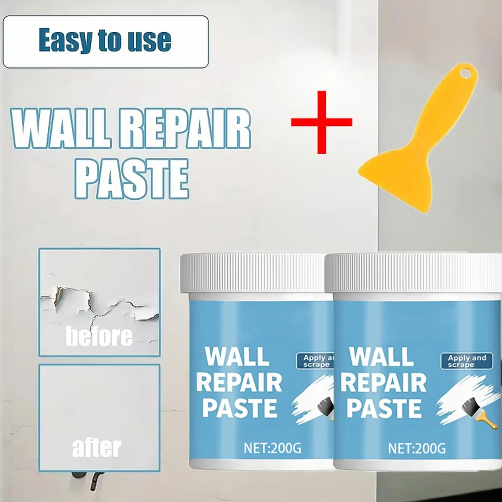 Drywall Repair Kit Waterproof Hydrophobic Drywall Putty Wall Mending Paste for Cracks Nail Holes Dents Home Renovation Kitchen