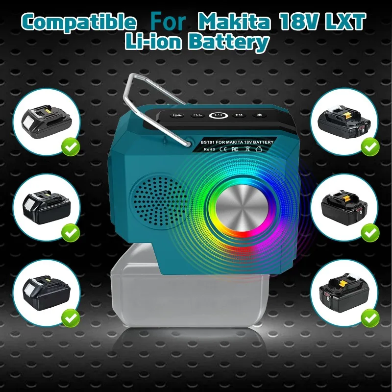 Portable Bluetooth Speaker Wireless Stereo Speaker Compatible with For BL1850B/48-11-1880/BAT622 18V/20V Lithium-ion Batteries