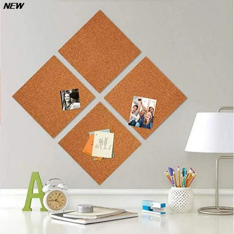 1*Hexagon Square Cork Board Message Board Photo Wall Adhesive Self-adhesive Background Wall Publicity Column Cork Wall Sticker