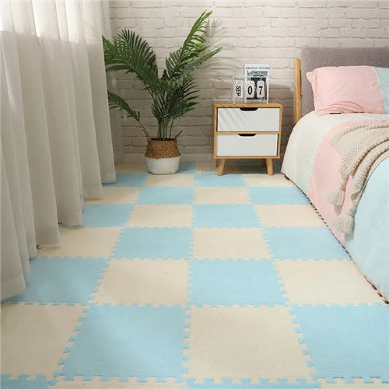 10Pcs Thick Plush Interlocking Mat Tiles 30*30*1CM Living Room Bedroom Exercise Mat Living Room Bedroom Crawling Mat