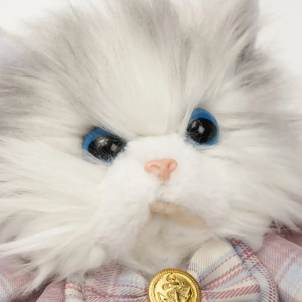 Mochila de boneca de gato fofo de cabelos compridos ragdoll gato super realista mochila de gato de pelúcia branco dos desenhos animados animais bonitos saco de pelúcia