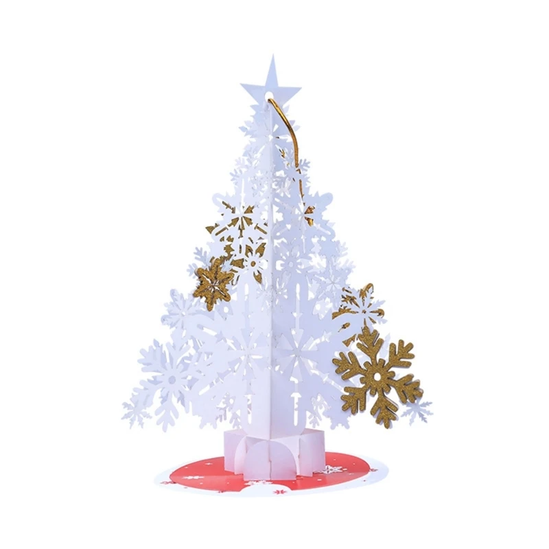 3D Popup Cards Christmas Snowflake Tree Greeting Card with Envelope for New Year Wedding Engagement Invitation DropShipping