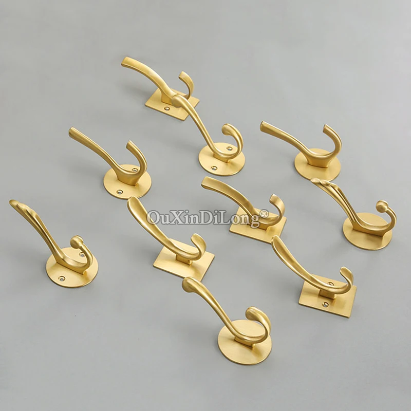 Retro Vintage 10PCS European Pure Brass Clothes Robe Hooks Coat Hat Hook Key Bag Hooks Bathroom Hangers Hooks