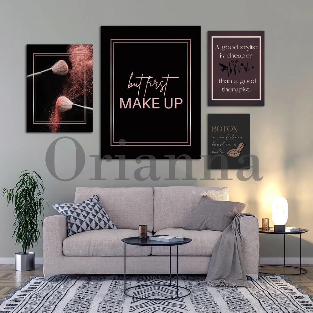 Makeup Print Botox Quotes Hair Salon Poster,Lashes Beauty Salon Decor Gift,Salon Hair Quotes Nail Salon Wall Art Canvas Painting