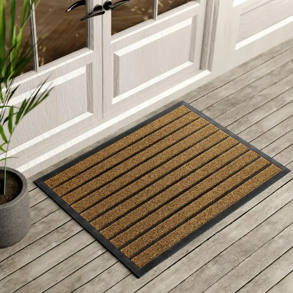 

Ultra durable door mat, anti fouling outdoor welcome mat, non slip, (36 "x 24", bright brown)