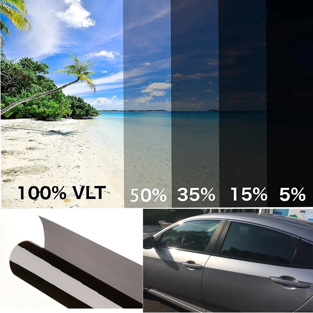 5/15/35/50 % VLT Black Window Tint Film Glass Sticker Solar Sun Shade Film for Car UV Protector Sticker Films Auto Home Roll