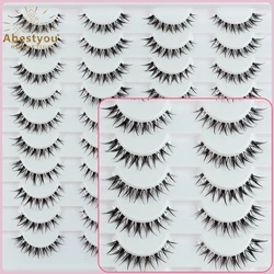 Abestyou 8mm 20Pairs Invisible Strip Soft Clear Band 3D Faux Mink Wispy Eyelash Korea High Quality Short Reusable Lashes Make-up