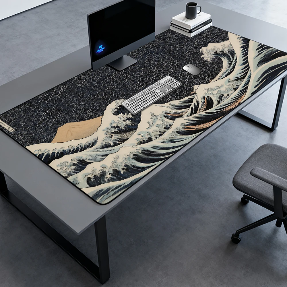 Japanese Desk Pad Keyboard Mat Desktop Mat Nonslip 1600x600 Ocean Design Mousepad Storm 1400x600 Keyboard Mat Giant Deskmat 5mm