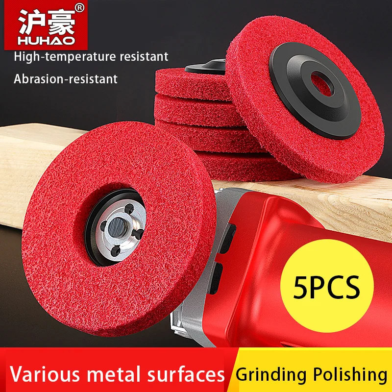

HUHAO 5Pcs 7P Nylon Fiber Polishing Wheel 12mm Thick Abrasive Grinding Disc for Angle Grinder Rust Removal for Metal Wood Stone