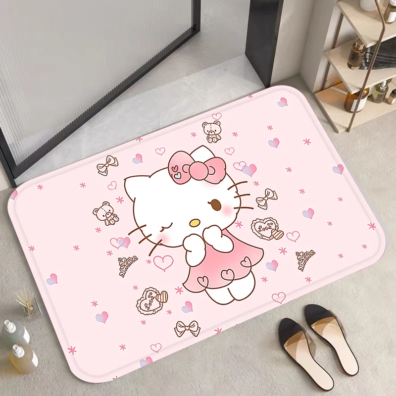 

Entrance Doormat Non-slip Bedroom Soccer Mat Hello Kitty Halllway Carpet Kitchen Floor Mat Flannel Living Room Home Car Decor