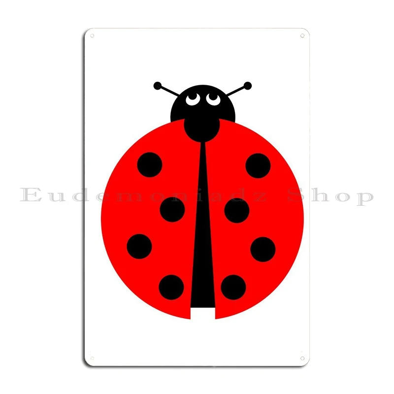 Ladybug Illustration On White Background. Metal Plaque Pub Customize Living Room Designer Cinema Tin Sign Poster