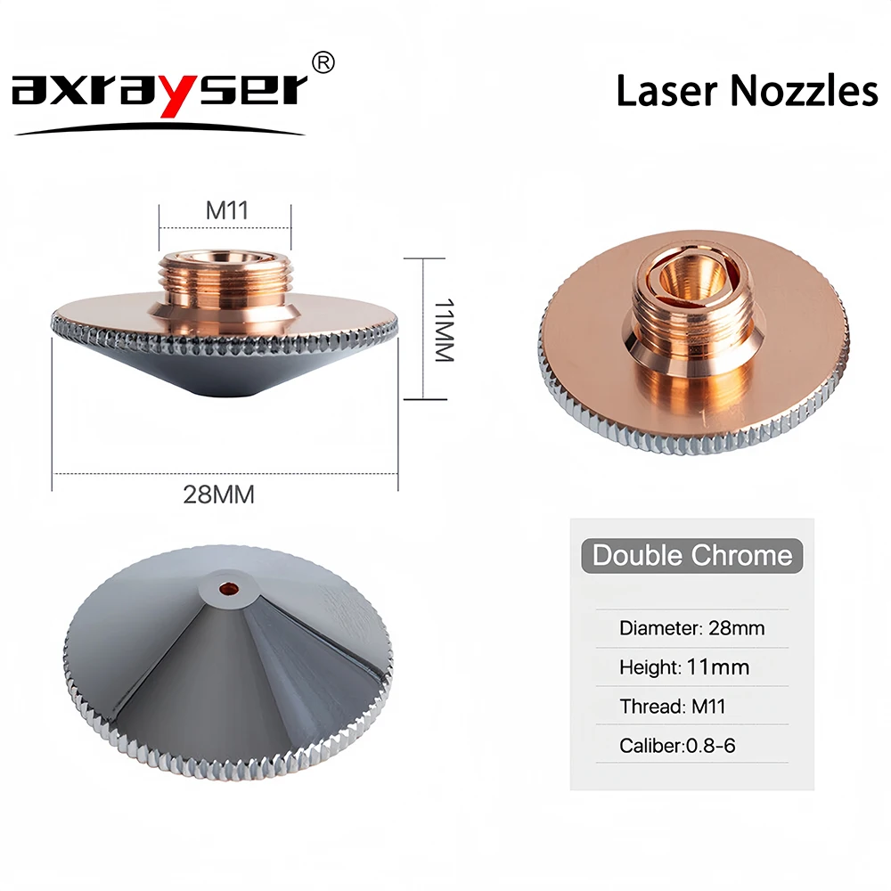 Laser Cutting Nozzle Dia.28mm Caliber 0.8-6.0mm Single Layer / Double Layers Air Nozzle For Precitec WSX Raytools Laser Machine