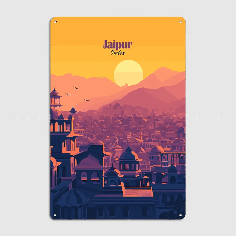 Jaipur Cityscape Sunset Travel Scenery Posters Retro Garage Club Bar Indoor Wall Vintage Poster Room Decoration Home Decor