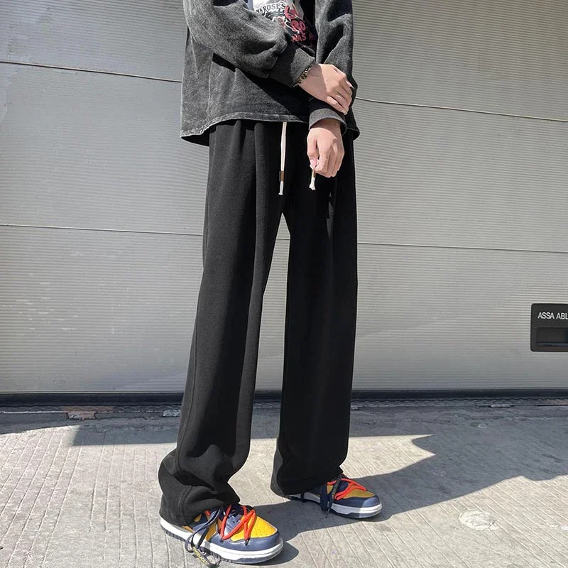 

2023 Spring and Summer Fashion Solid Color Casual Men's Loose Elastic Waist Classic Style Pants All-Match Cool Cozy Trousers