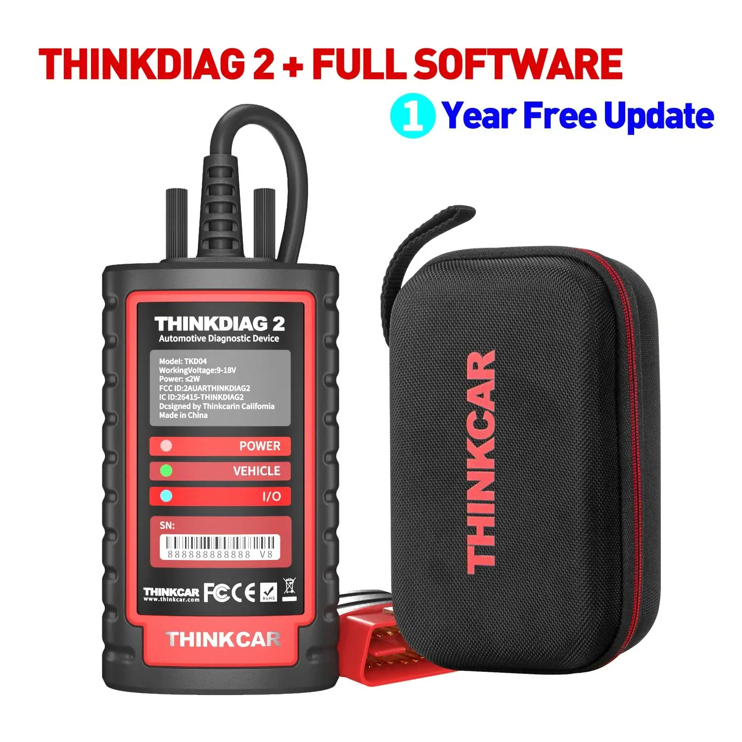 ThinkDiag 2 ALL software 1 Year Free Update Auto Diagnostic tool support CAN FD ECU Coding Active Test 16 reset OBD2 Scanner