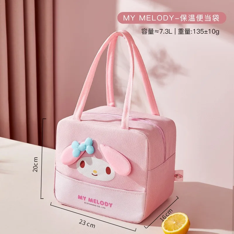 Sanrio Hello Kitty Cinnamoroll Anime Kawaii Lunch Box Simpatico cartone animato My Melody Bento Tote Bag Lavoratore Giocattoli scolastici per ragazze