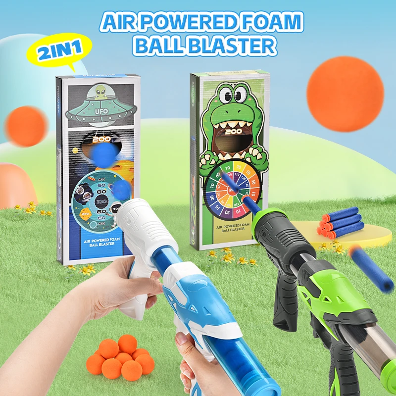 Air Powered Children Interactive Aerodynamic Gun EVA Soft Bullet Air Shoot Gun Desktop Indoor Outdoor Shooting Game for Kids