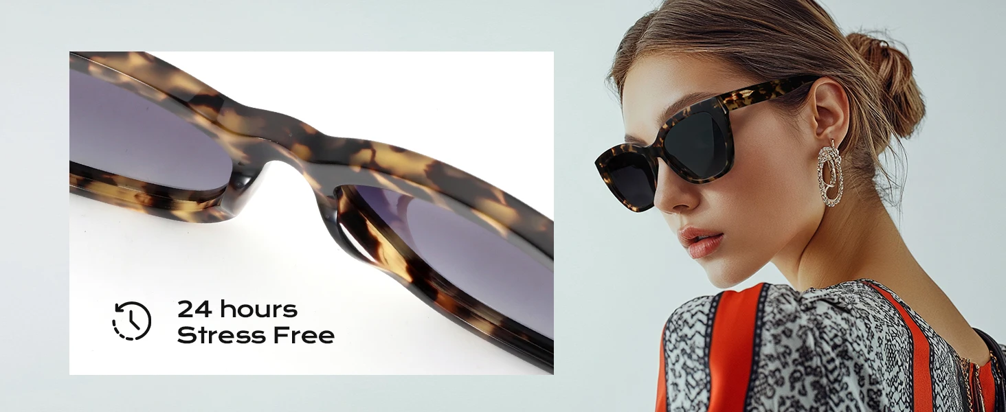ZENOTTIC Modedruck, quadratisch, polarisiert, Sonnenbrille, Acetat-Schmetterlings-Sonnenbrille für Damen, zum Fahren, UV400-Schutz – Detail 5