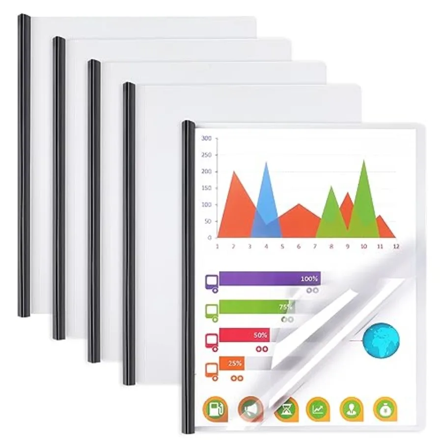 

Report Covers with Sliding Bar, Clear Report Covers for A4 and Letter Size Paper, Resume Covers Presentation Folders File Docum