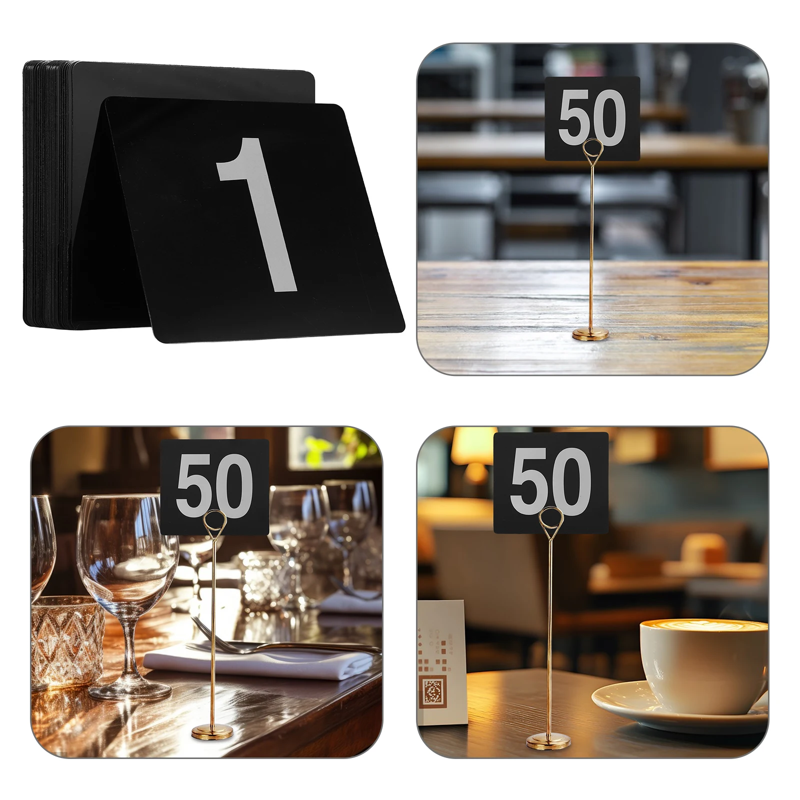 

50pcs Table Number Cards 95X100mm White Black PVC Wedding Restaurant Cafe Signs Seating Identification Banquet Party