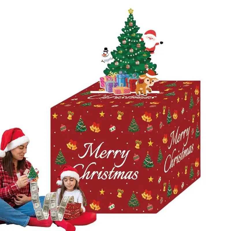 Christmas Money Pull Box Christmas Money Holder With Pull Out Card And 30 Transparent Cash Bags Money Storage Box Cash Container