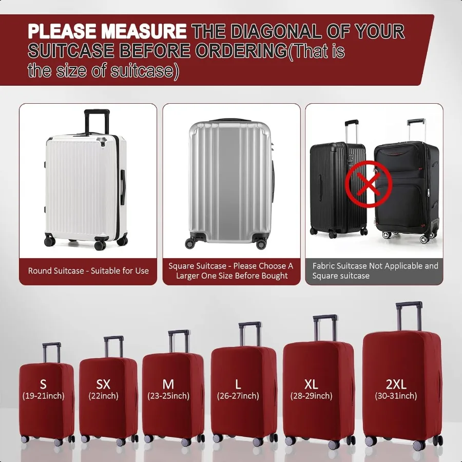 Travel Lage Cover Suitcase Protector ScratchResistant Fit 1931 Inch Suitcase Not Included Suitcase Claret S(1921 inch )