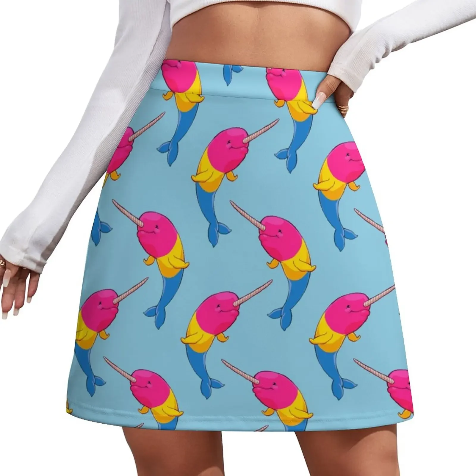 Pansexuwhale - no text Mini Skirt women's summer clothing 2024 elegant skirts for women clothes for women