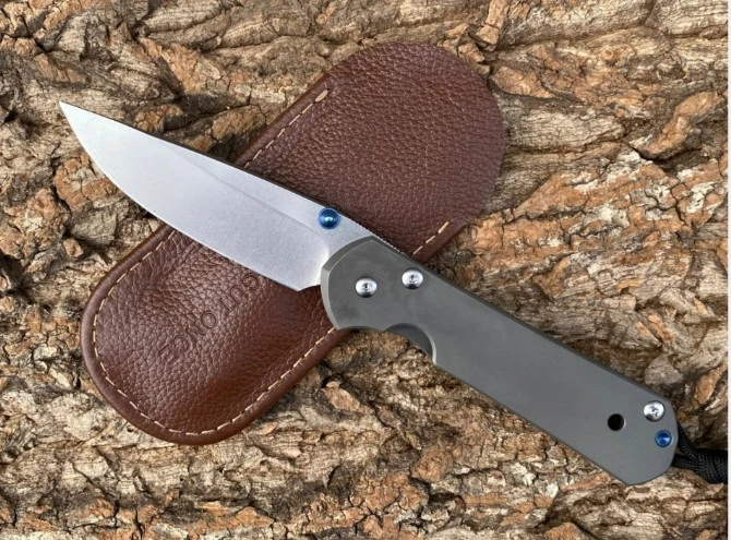 ChrisCR-cuchillo plegable de bolsillo táctico con mango de titanio, herramienta de supervivencia EDC de caza, hoja D2, 21 Aniversario