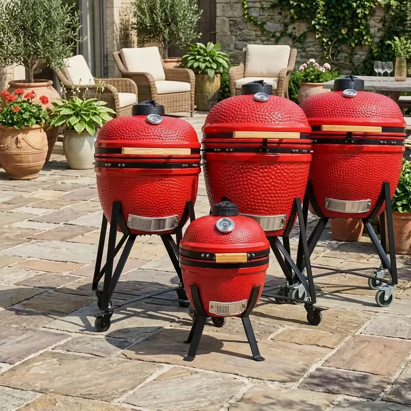 16 Inch Heavy Duty Ceramic Charcoal Grill High Pressure Egg Shaped BBQ Smoker Outdoor Cooking Equipment for Garden Party High