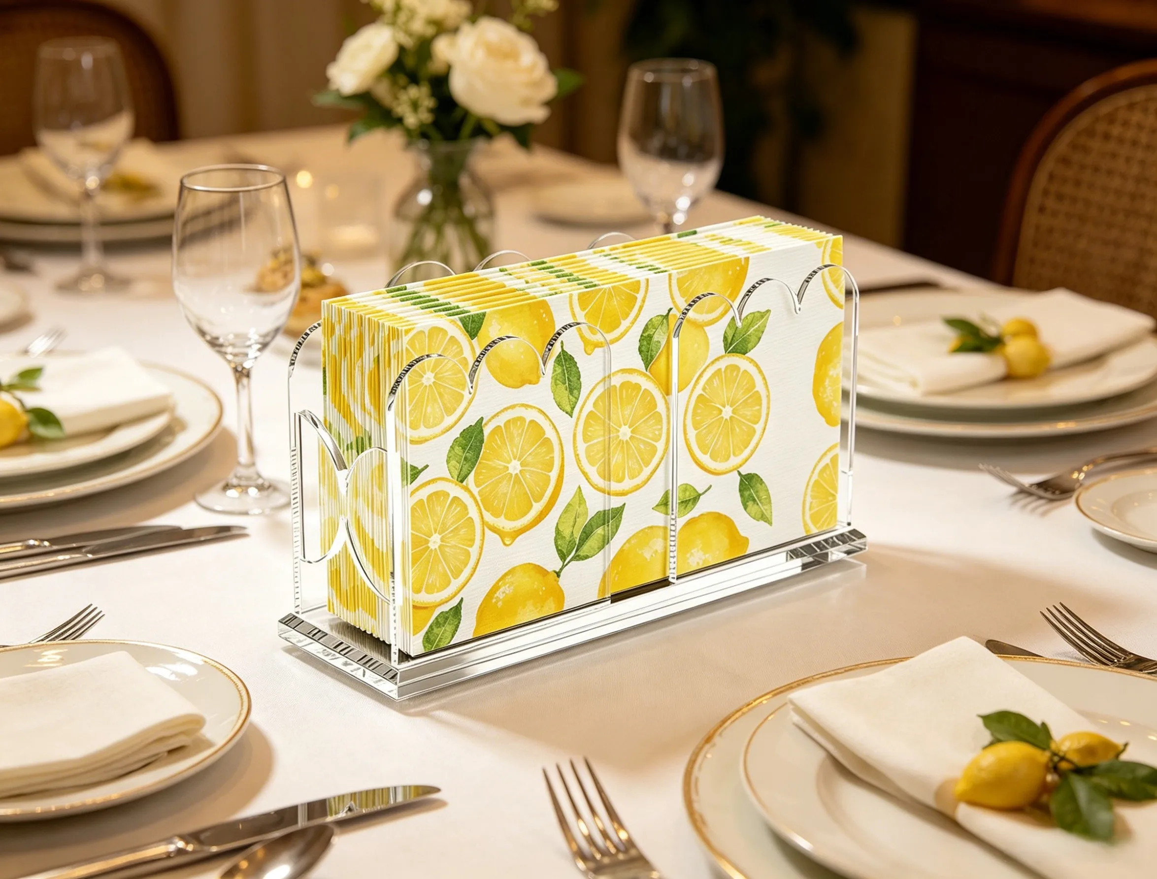 Elegant Transparent Napkin Dispenser For Bathroom Dining Room Party Featuring Polished Edges And Stable Structure