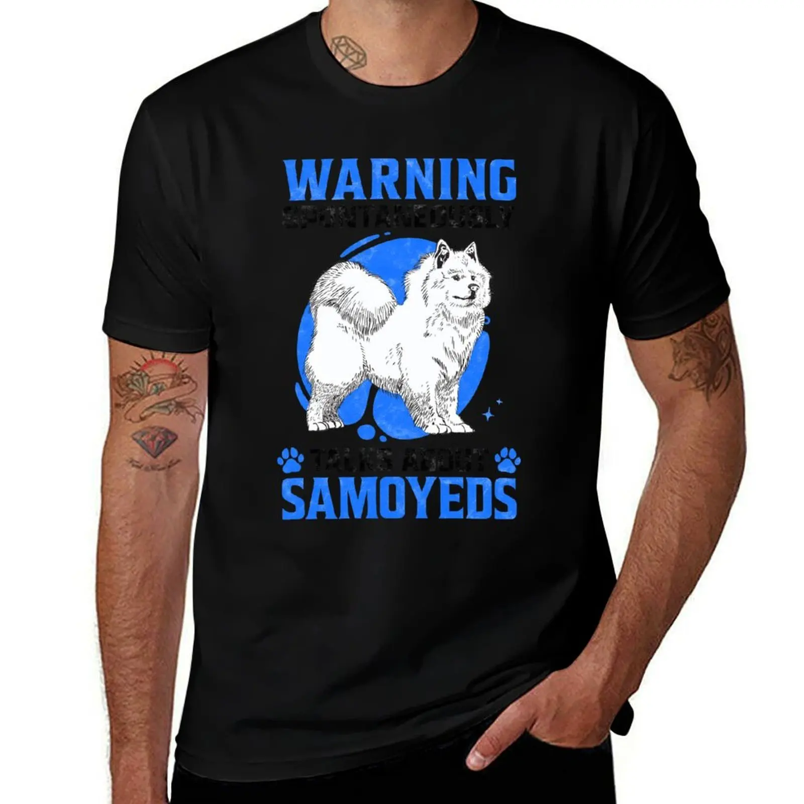 Talks spontaneously about Samoyed sled dog saying T-Shirt Large Size Casual Short Sleeve Top T-Shirt