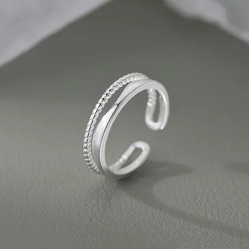 Women's 925 Sterling Silver Open Geometric Ring, Handmade