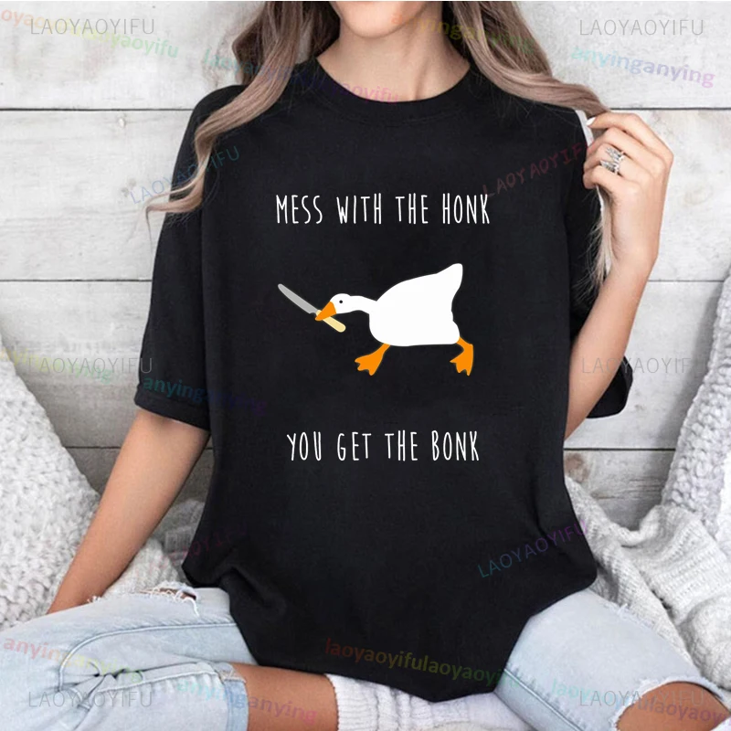 Mess with The Honk You Get The Bonk Funny Duck T Shirt Got Too Silly Goose T-shirt Men Women Short Sleeve HumorJoke Graphic Tee