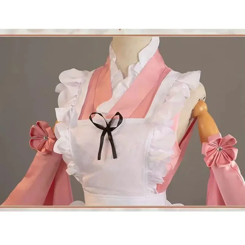 Neue Mikuu Matcha Sakura Rosa Cosplay Kostüm Parfait Schürze Lange und Weiten Ärmeln Kleid Mädchen Kimono Perücke Frauen Geburtstag Party Geschenk